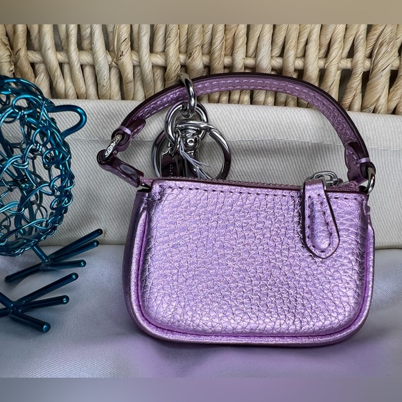 COACH MINI NOLITA BAG CHARM- METALLIC LILAC CP360 NWT - Picture 5 of 5